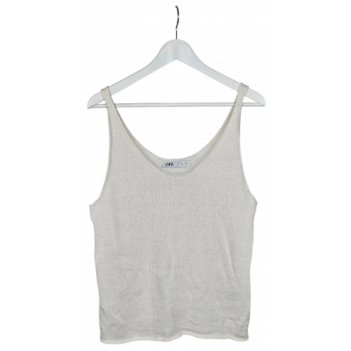 ZARA Damen Sticktop, creme - Gr. L 