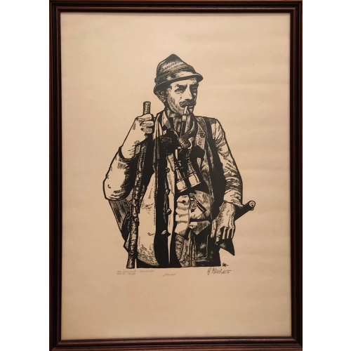 Bild Holzschnitt Günter Kuschar Handdruck Opus 73 . 17/50