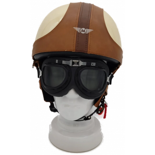 Motorradhelm Retro unisex braun/beige Gr. S (55-56)