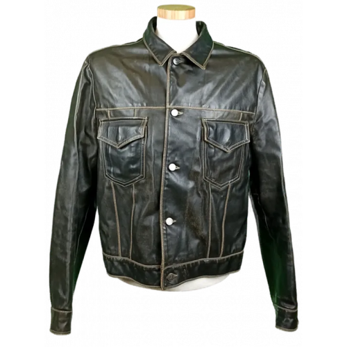 Armani Jeans Herren Lederjacke dunkelbraun Gr. XL