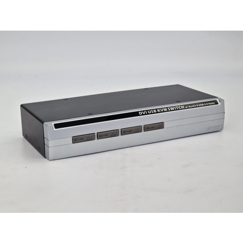 4-Port DVI KVM Switch mit USB 2.0 Hub & Audio - Professioneller Umschalter
