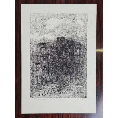 Franz Hametner - Die Stadt mit den dunklen Fenstern - Feder/Tusche Zeichnung