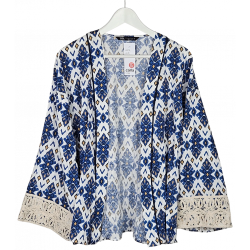 ZARA Damen Bluse, blau/weiß - Gr. M 