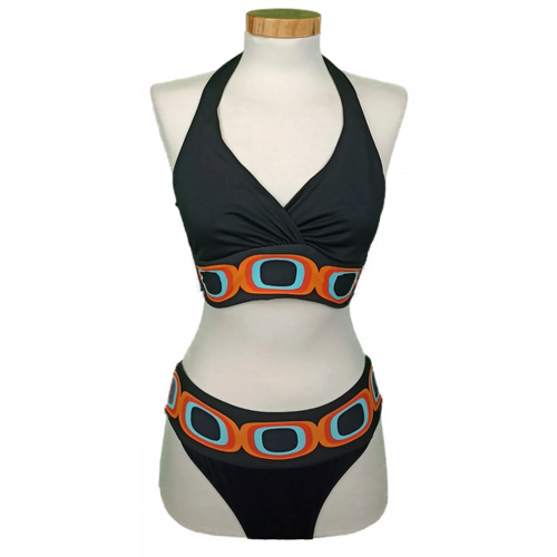 Seafolly Damenbikini schwarz mit Muster Gr. M/L