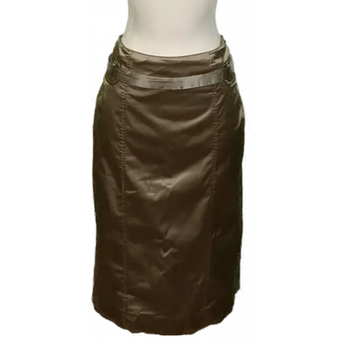 Marc Cain Damen Midirock khaki glänzend Gr. S 