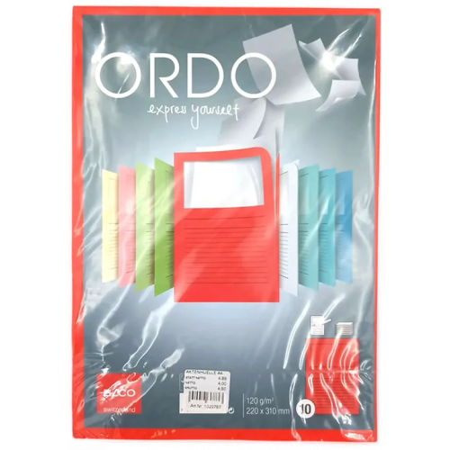 ORDO Organisationsmappen  mit Sichtfenster rot 10 Stk. A4