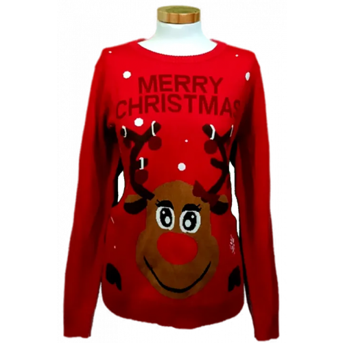 Esmara Damen Weihnachtspullover rot gemustert Gr. EUR 44/46