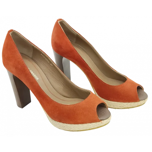 Boss Orange Damen Veloursleder Pumps, rot - Gr. 37