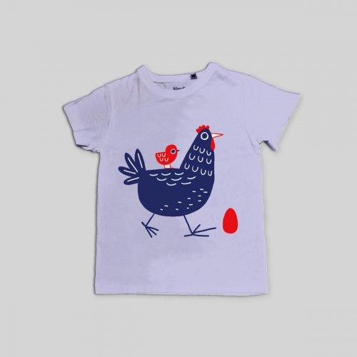 Kinder T-Shirt Huhn & Küken Lavendel