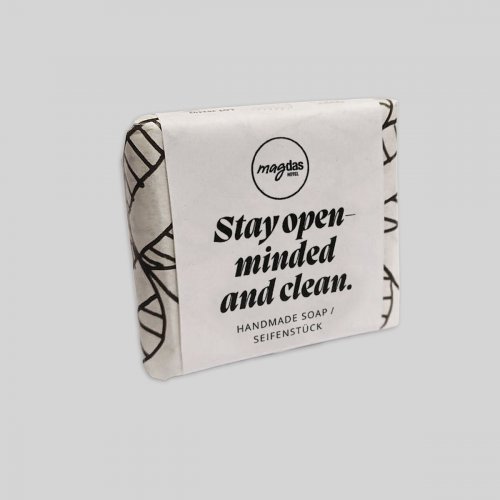 Bio-Seifenstück  „Stay open-minded and clean“